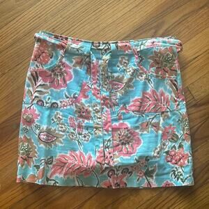 Harold’s Blue Pink Floral Skirt Vibrant A-Line Classic Spring Women’s 10